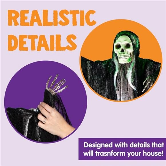 3 Pack Hanging Halloween Skeleton Ghosts Decorations Grim Reapers for Best Hall - Picture 5 of 8